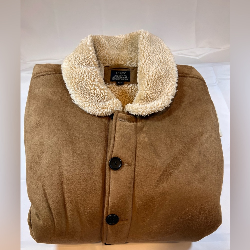 2XL J CREW FACTORY FAUX SHEEPSKIN SUEDE BOMBER JACKET
